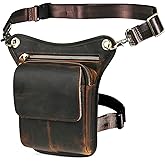 Handadsume Canvas + Leather Motorcycle Travel Fanny Waist Pack Drop Thigh Leg Bag Pouch For Men Women FB2141