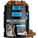 Dog Vitamins and Supplements - 150 Dog Multivitamin Chewable - Immune, Joint Support, Skin, Gut Health + Packed with Omega 3s, Glucosamine & Probiotics - Safe for Puppy - Chicken