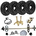 CWTD Complete Rear Axle Shaft Kit with 6" Front/Rear Wheels, Tires, Rims, Brake Assembly, Chain & Sprocket, and Steering Knuckle Kit – Ideal for Go Karts, Quads, Trikes, and Drift Bikes