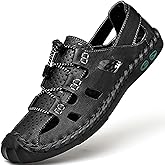 DZUJY Sandals Man Slippers For Men Flip Flops Men's Closed Toe Summer Shoes Leather Breathable Outdoor Casual Shoe Beach Sport Hiking Work Male Brown Black Wide Big Size