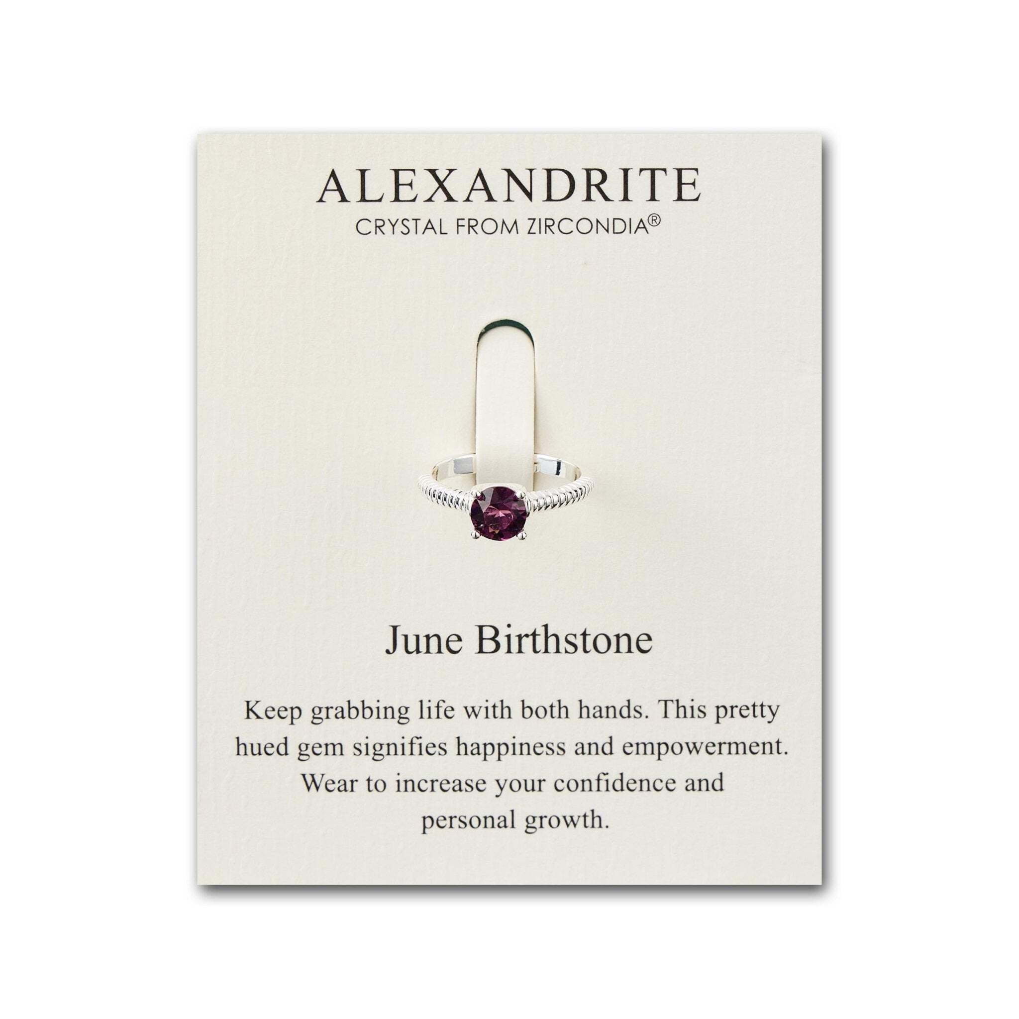 Philip Jones June (Alexandrite) Adjustable Birthstone Ring Created with Zircondia® Crystals