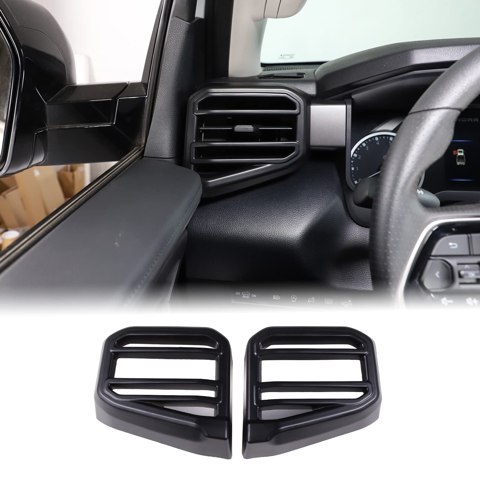Photo 1 of Aunginsy Center Console Side Air Conditioning Outlet Trim Cover Compatible with Toyota Tundra/Sequoia 2022-2025 2026, Car Dashboard Side A/C Wind Vent Panel Decorative Frame Protector ABS Accessories