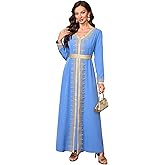 Embroidery Abayas for Women Muslim Moroccan Floral Maxi Kaftan Dress Arabic Islamic Dubai Robe Ramadan Prayer Clothes