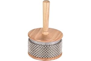 Wooden Cabasa Percussion Musical Instrument with Metal Beaded Chain Cylinder Pop Hand Shaker for Classroom Band