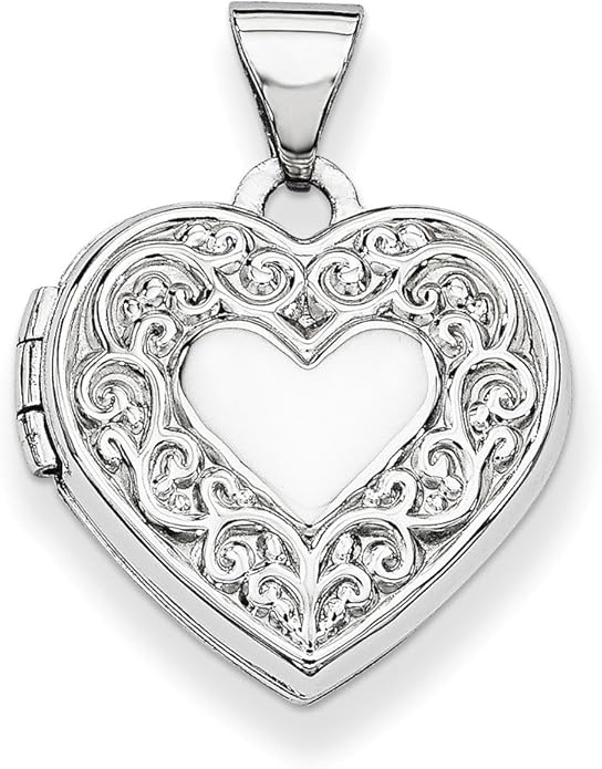 14K White Gold Heart Locket (0.83 in x 0.59 in) Pendants