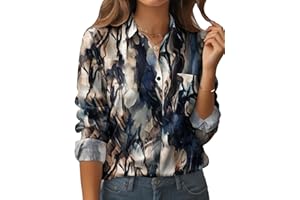Zeagoo Womens Button Down Shirt Long Sleeve Blouse Business Work Tops Dressy Casual Floral Printed Outfits with Pocket