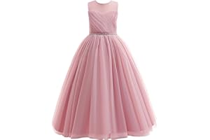 Glamulice Flower Girl Wedding Dress Tulle Long A Line Holiday Birthday Party Ball Gown Girls Formal Pageant Maxi Dresses
