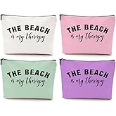 4PCS Beach Vacation Essentials Makeup Bag, Cute Cosmetic Bags for Women, Beach Accessories Travel Toiletry Bag Girls Trip Weekend Gifts for Women Friend Mom Summer Vacation Birthday Mothers Day