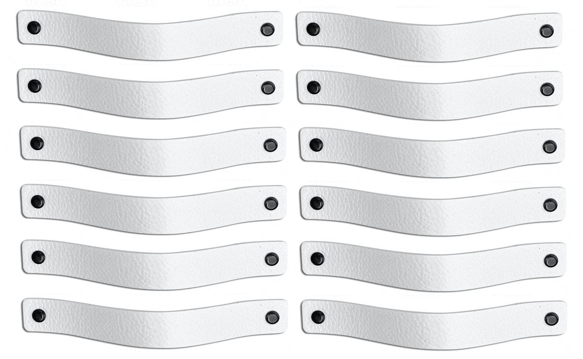 Brute Strength - White Leather Cabinet Handles - 12 pcs - 20 x 2.5 cm - Kitchen, Bathroom, Dresser