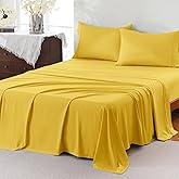ChicView Queen Sheet Set,4 Pieces Hotel Luxury Breathable Soft Microfiber Bedsheets, Anti Pilling Deep Pockets Easy Care Bed Sheets, Yellow