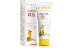 Botao Baby 100% mineral Zinc Oxide baby sunscreen – safe natural sunblock lotion for babies: SPF50 Broad Spectrum UVA UVB,For sensitive skin Baby Face Body Protection, Sunblock Cream 2.5 Oz