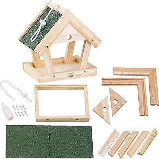 Royal Gardineer Vogelfutterhaus: Vogel-Futterhaus-Bausatz aus Echtholz, zum Aufhängen, 13-teilig (Vogelfutterhaus Bausatz)