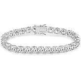 GEMSME 6MM Tennis Bracelet for Women Men, 18K White/Yellow Gold Plated 6.0mm Round Classic Cubic Zirconia Tennis Bracelet