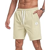 DOWMQ Mens Corduroy Shorts Casual 7 Inch Elastic Waist Drawstring Lightweight Summer Beach Shorts with Pockets