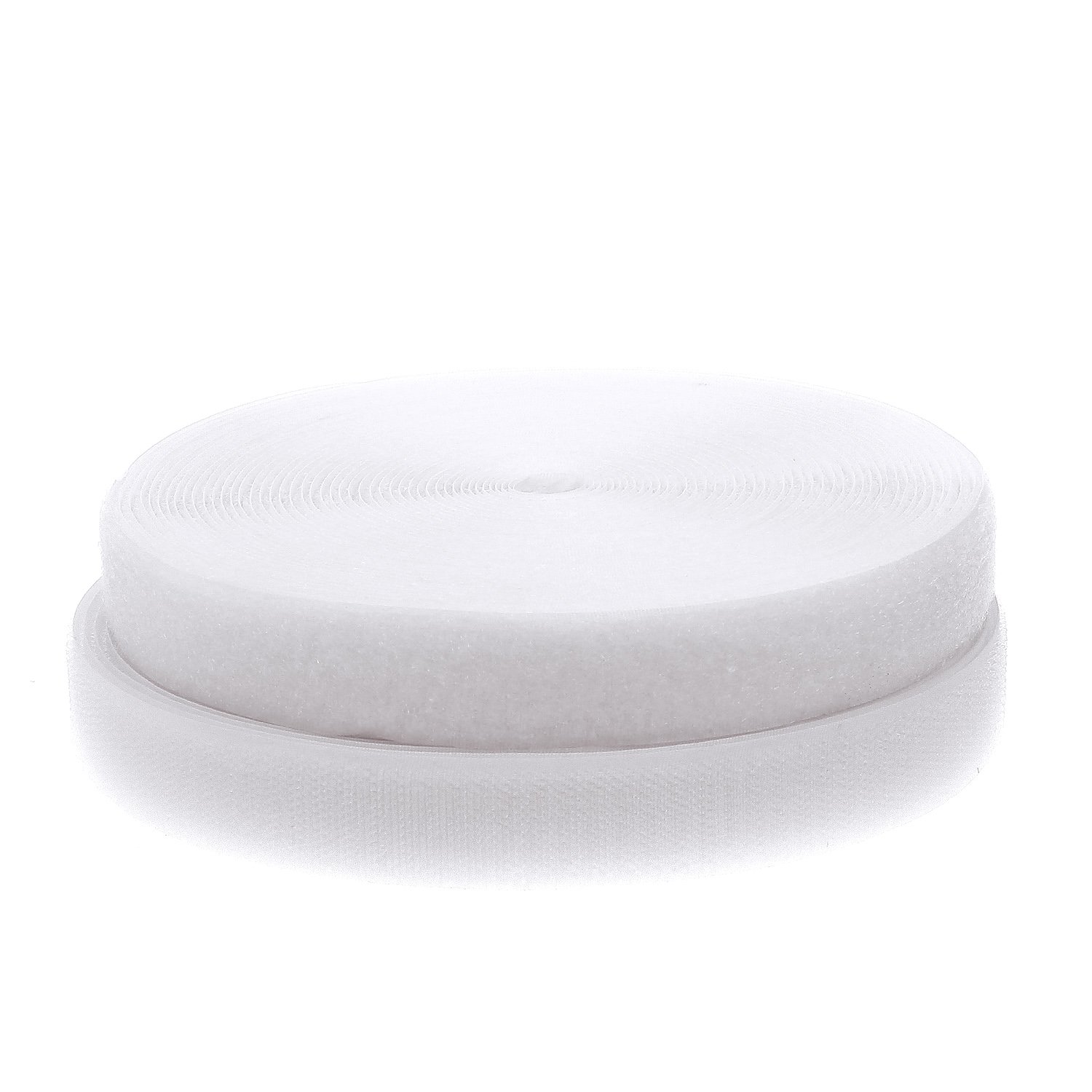 TUKA 39.37 Feet x 25mm Hook and Loop Sew On Tape, 12 Meter (12m Hook and 12m Loop), Width 25 mm, Back Side Not Adhesiv, Sew on Hook & Loop Tape, TKB5001 White