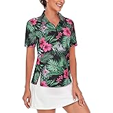 LURANEE Women's Short Sleeve Golf Shirt UPF 50+Zip Up Quick Dry Tennis Polo Workout Tops Slit Zipper at Hem