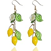 Lemon Fruit Earrings Cute Lifelike Lemon Strawberry Dangle Drop Earrings Funny Yellow Fruit Jewelry for Party Holiday Summer Beach Accessories