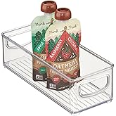 mDesign Stackable Plastic Food Storage Bin with Handles for Kitchen Pantry, Cabinet, Refrigerator, Freezer - Organizer for Fr