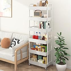 Sywhitta 6-Tier Plastic Rolling Utility Cart with