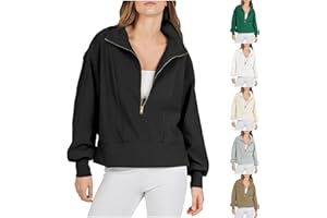 Sczwkhg Womens Sweatshirts 2024 Half Zip Fashion Lightweight Pullover Long Sleeve Knit Loose Hoodies Fall Outfits Y2K Clothes
