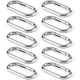 Kattst 10Pcs Oval Carabiner Snap Clip, Spring O Ring Clip for Purse, Trigger Snap O Ring Hooks Clip for Keychain, Bag Strap, Purse Extender (Silver)