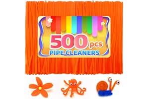 Iooleem 500pcs Orange Pipe Cleaners, Chenille Stems, Pipe Cleaners for Crafts, Pipe Cleaner Crafts, Art and Craft Supplies.