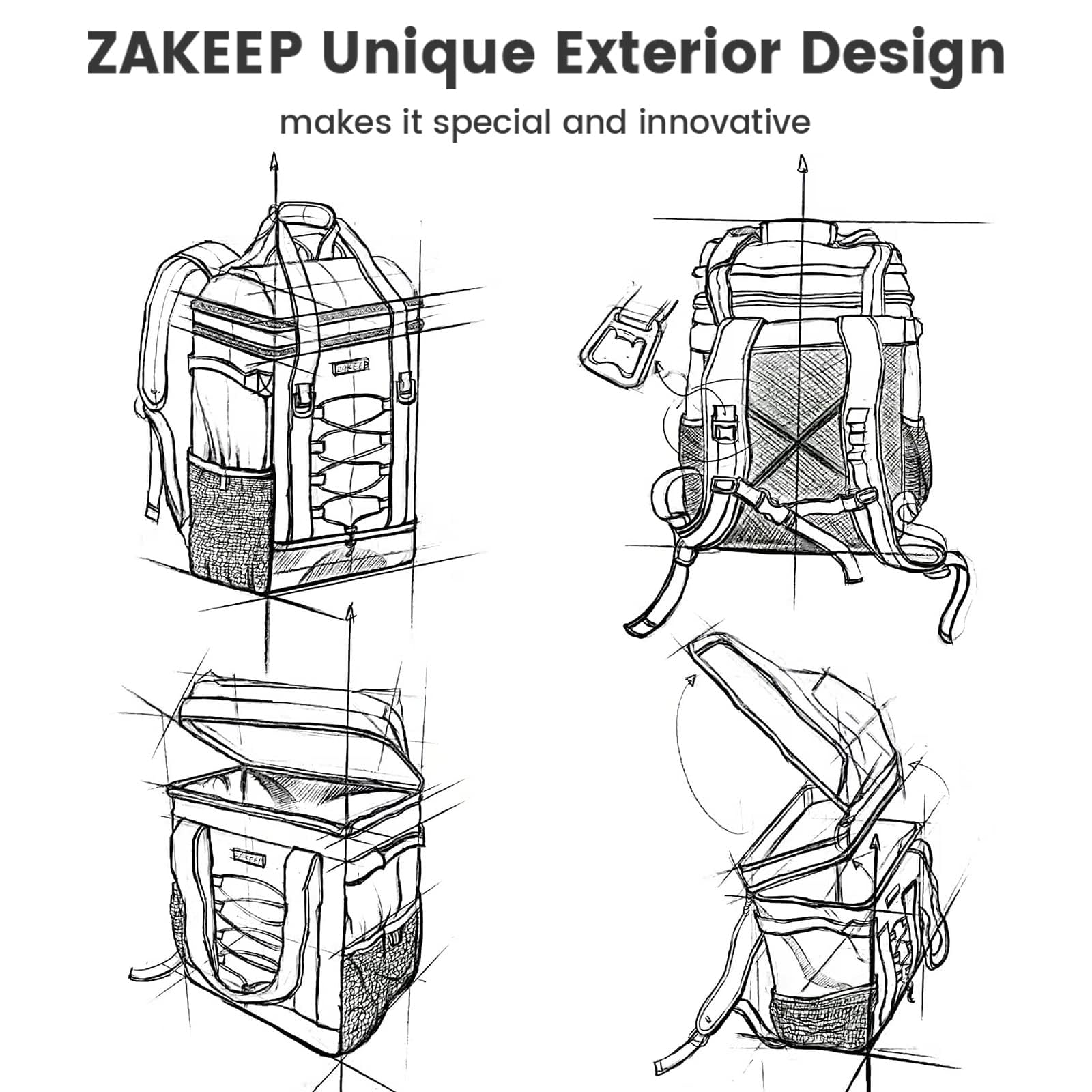 ZAKEEP Cooler Backpack, 36 Cans Multifunctional Leakproof Cooler Backpack with Padded Top Handle, Mesh Pocket for Camping BBQ