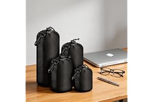 4PCS Lens Pouch Set, Fits Most Cameras (Small, Medium, Large, X Large)