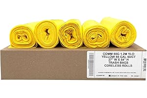 Ultrasac Heavy Duty 55 Gallon Yellow Trash Bags - (Value 50 Pack) - 1.5 MIL equivalent Industrial Strength Plastic 37" x 54" for 50-55 Gal Cans -Fits Toter, Rubbermaid Brute, Carlislie Bronco etc.