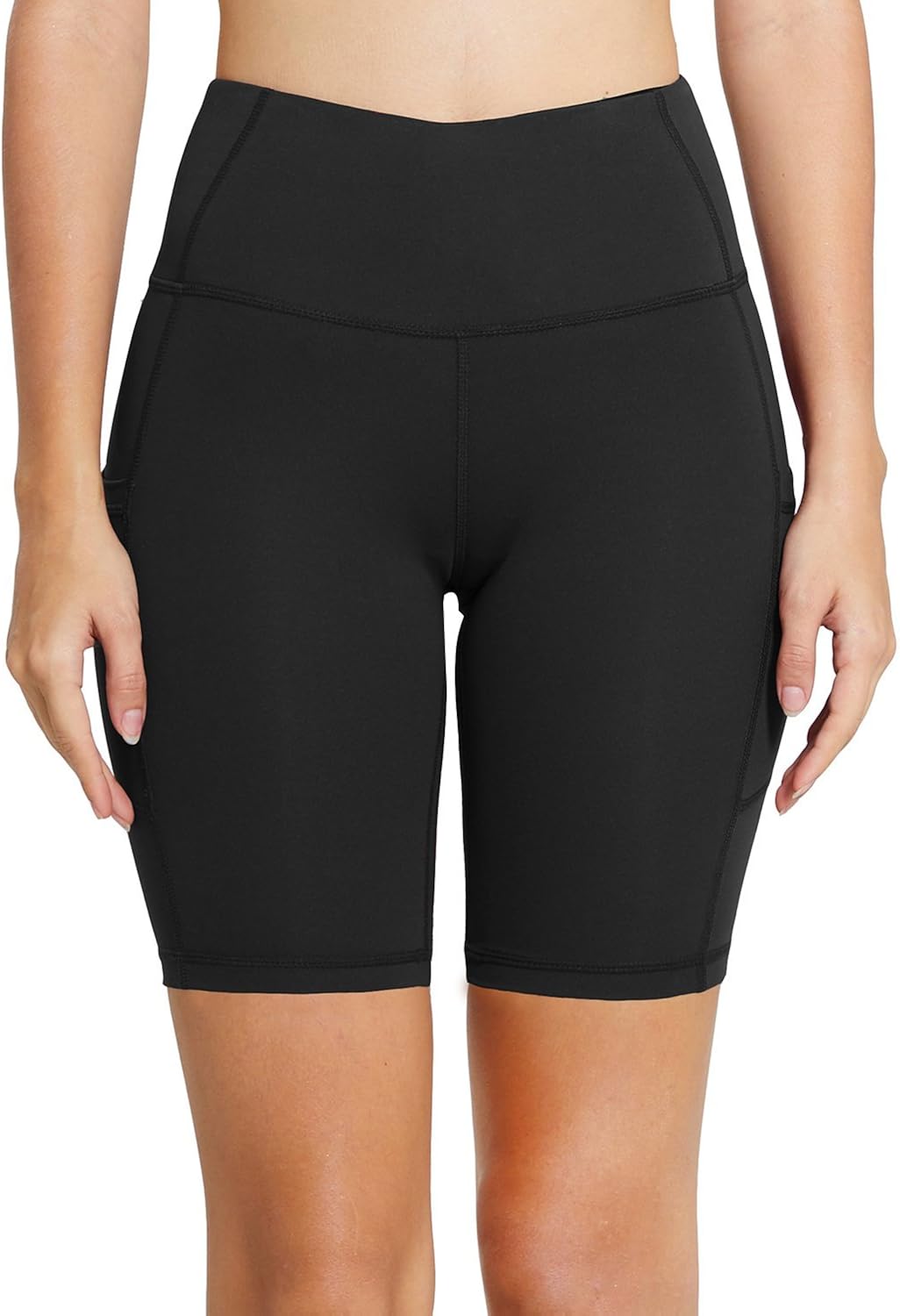 BALEAF Women's 8" /5" /2" High Waist Workout Biker Yoga Running Compression Exercise Shorts Side Pockets (Regular/Plus Size): Clothing