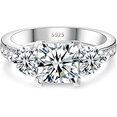 FreeKitee Moissanite Engagement Ring for Women, 3 Stone D Color VVS1, 925 Sterling Silver with 18K White Gold Plated, Moissanite Wedding Ring, Anniversary Promise Ring with Gift Box, Size 4.5-9