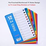ROSSHINE 10 Pack 1-12 Part A4 File Dividers 11-Hole PVC Multi-Colour Content view 3