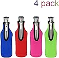 Amerzam Beer Bottle Coolies,4 Pack of Extra Thick Neoprene Zipper Beer Bottle Cooler Sleeve