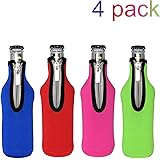 Amerzam Beer Bottle Coolies,4 Pack of Extra Thick Neoprene Zipper Beer Bottle Cooler Sleeve
