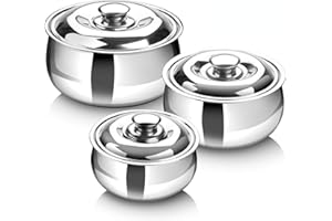 SIGNORA WARE Large Insulated Casserole Dish with Lid Set of 3. Stainless Steel Hot Pot Food Warmer/Cooler -Thermal Soup/Salad