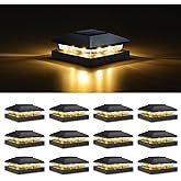 VOLISUN 4x4 Solar Post Cap Lights, 12 Pack Black Waterproof Fence Lights | Waterproof solar lights fit wooden &amp; vinyl 4x4 posts, warm white illumination for garden, patio and porch outdoor decor
