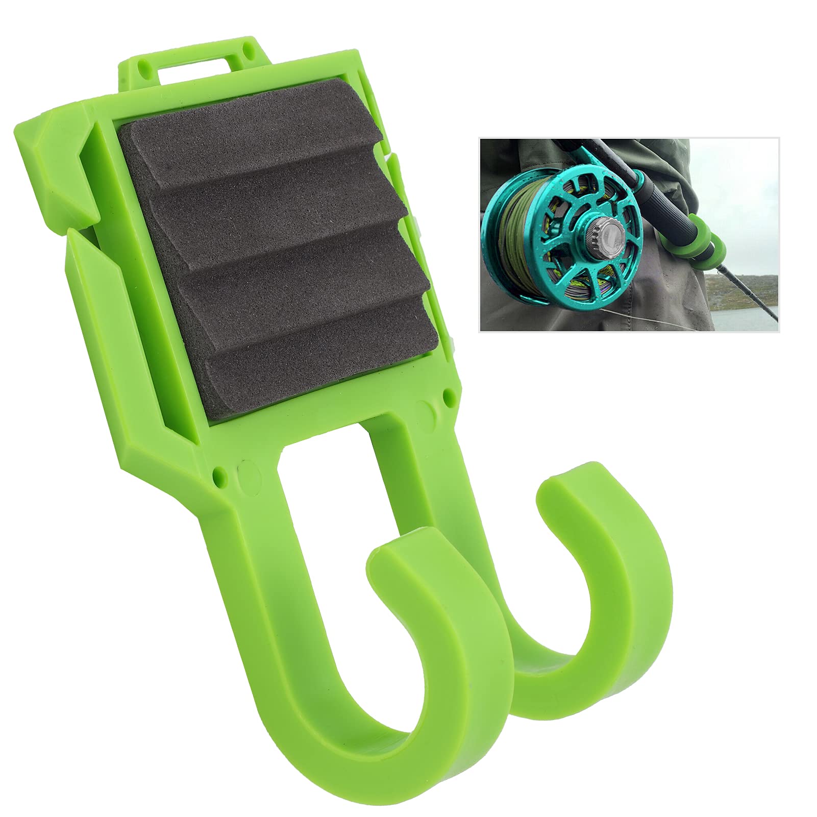 SALUTUY Fly Fishing Rod Holder Clips, Belt Clip Rod Holder, Fly Fishing Rod Holder Foam Green Belt Clip Hand Belt Clip Fly Rod Holder Belt Mounted