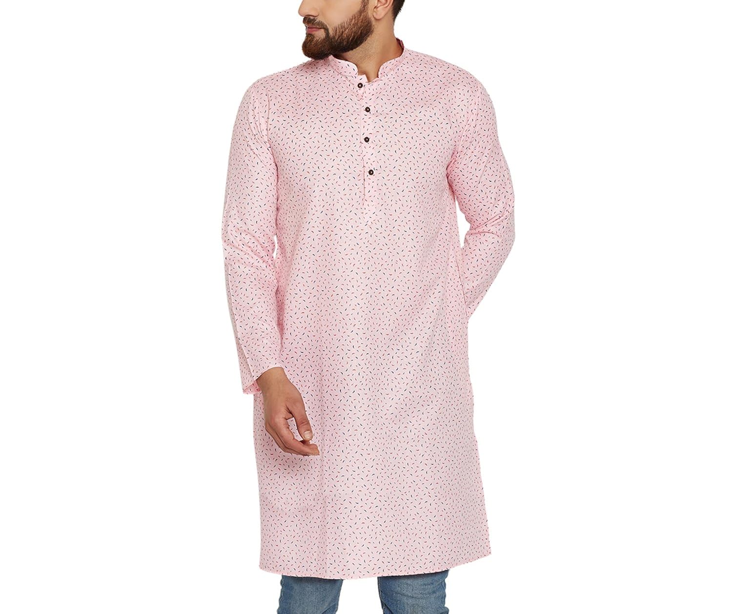 sojanya (since 1958) men's cotton linen printed only long kurta