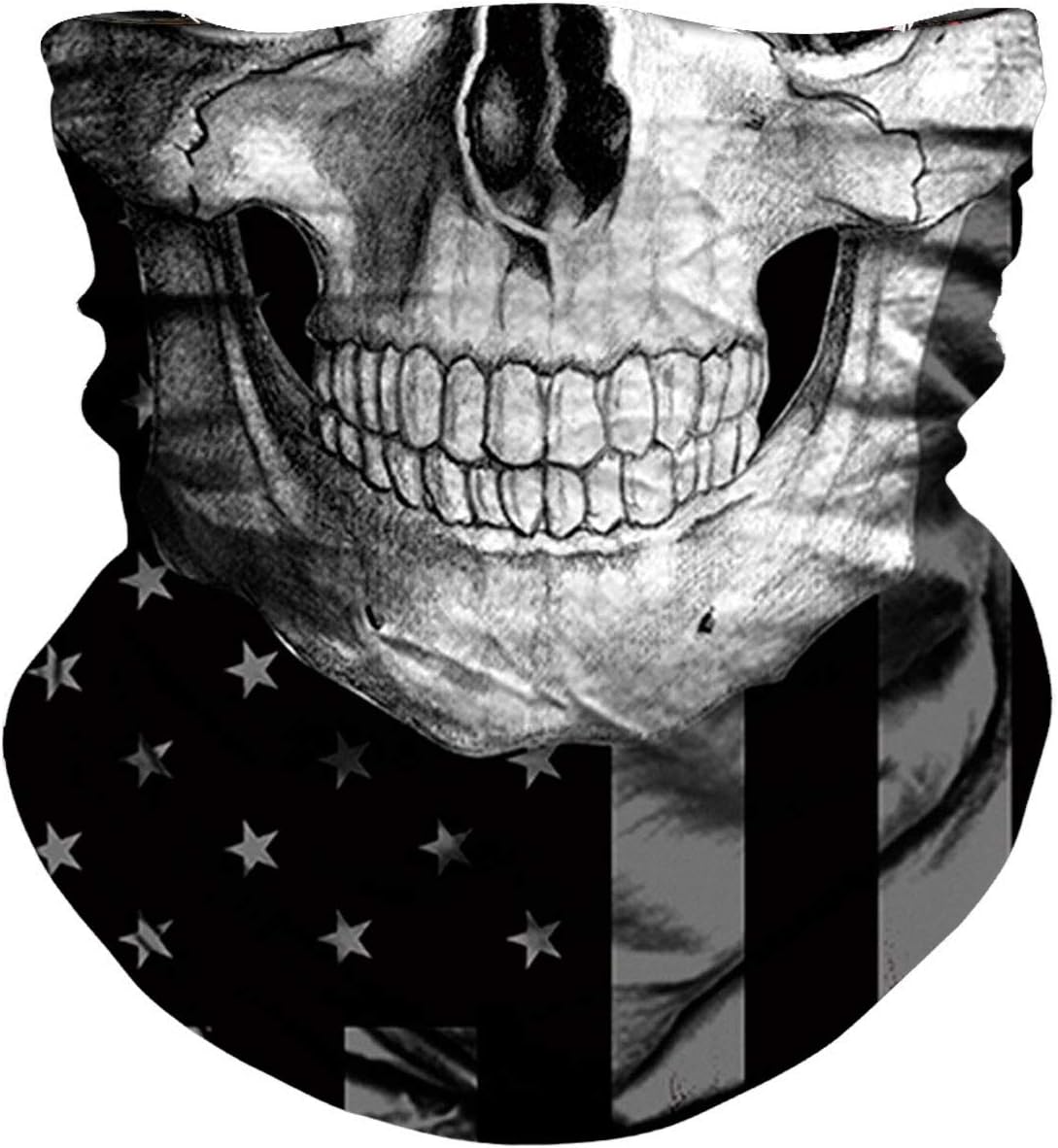 NTBOKW Neck Gaiter Face Mask for Men Women Tube Scarf Mask for Sun Wind Dust Protection Rave Motorcycle Riding Biker Fishing Hunting Festival Outdoor Summer Seamless Bandana Thin 3D Skull Flag Camo