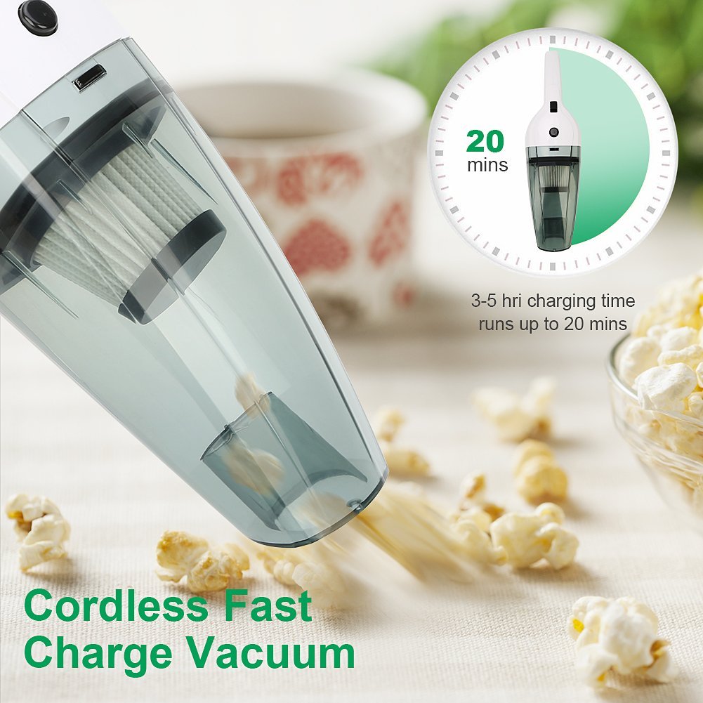 BOLWEO Handheld Cordless Vacuum Cleaner, DC 12V Portable Car Vacuum Cleaner for Car and Home with Strong Suction High Power, Small Dust Buster for Wet&Dry Use