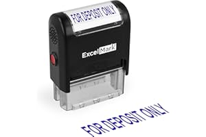 ExcelMark for Deposit ONLY - A1539 Self Inking Rubber Bank Stamp - Blue Ink