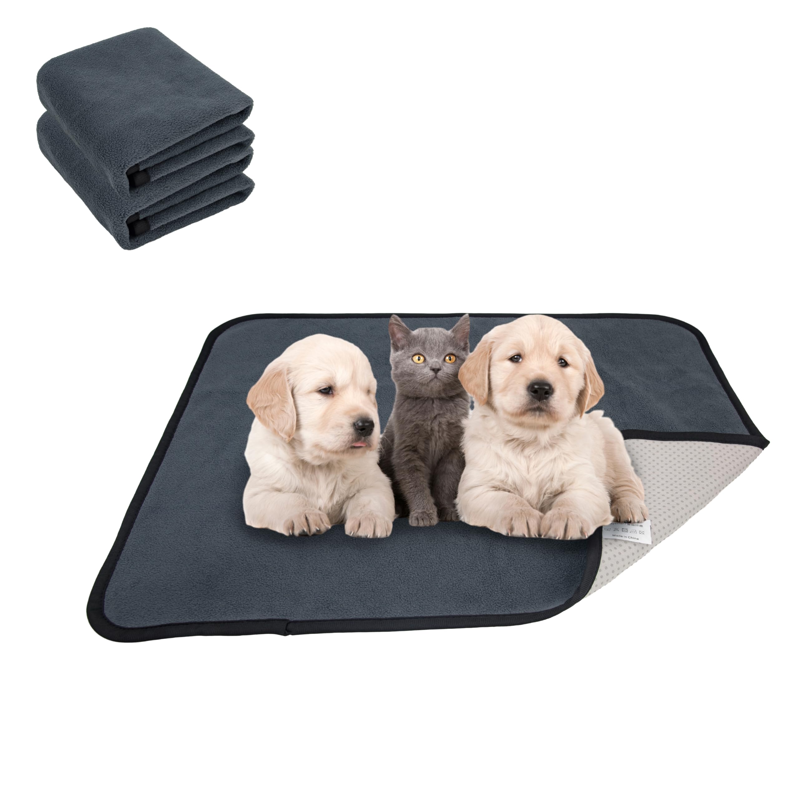 Bebeibon Washable Dog Puppy Pads - 2 Packs Reusable Training Pads, Waterproof, Non-Slip - 60 x 45 cm