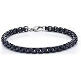 Metro Jewelry Red or Blue Acrylic Thin Franco Bracelet for Men in Stainless Steel - 9 Inches Long 6 mm Wide with Lobster Claw Clasp