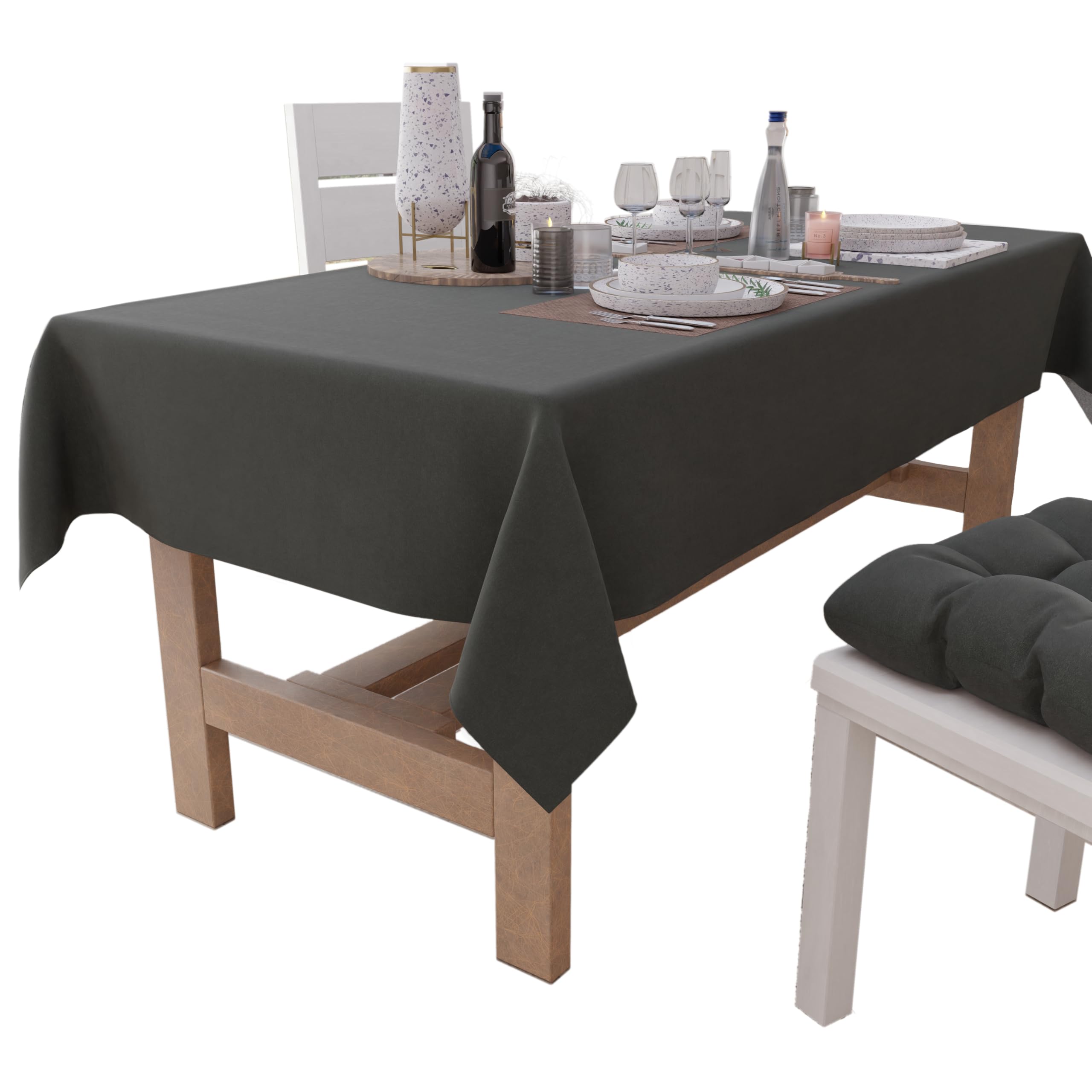 PETTI Artigiani Italiani - Table Cloth, Table Cloth, Kitchen Tablecloth in Cotton Design Solid Color Smoke Grey X24 Seats (140 x 450 cm) 100% Made in Italy