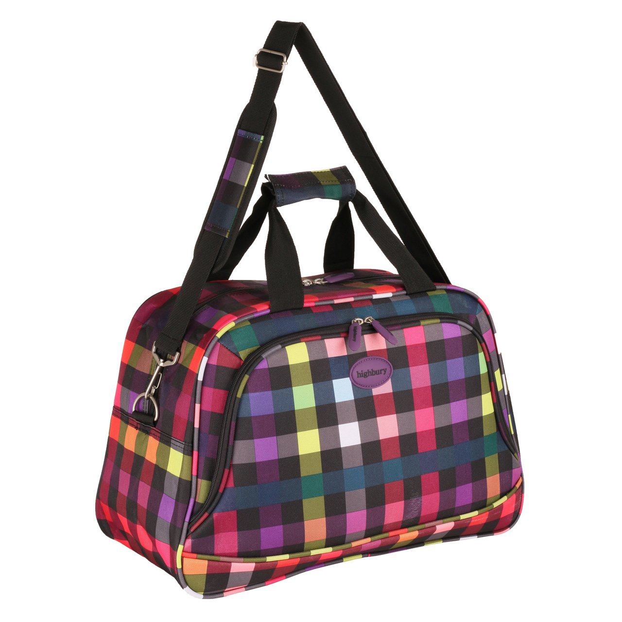 Highbury Lightweight Cabin Sized Approved Hand Luggage / Flight Bag / Travel Bag / Over Night Bag (Multi-Colour Checked)