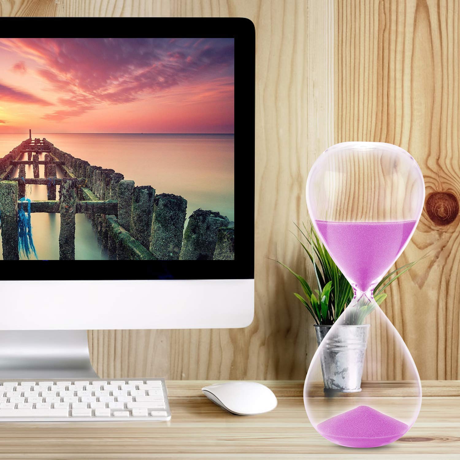 Hourglass Sand Timer, 7.8 INCH Glass Sandglass Hourglass Timer 30 Minutes for Home Office Desk Coffee Table Decor Holiday Gift