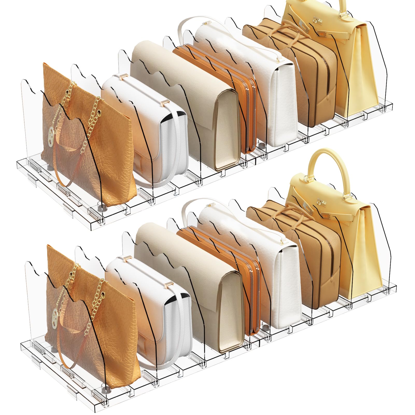 SPACEKEEPER Adjustable Shelf Divider for Closet, 2 Pack Clear Purse Organizers for Closet Acrylic Handbag Separators Storage Organizer Bookshelf Separator Dividers in Bedroom, Office Image SPACEKEEPER Adjustable Shelf Divider for Closet, 2 Pack Clear Purse Organizers for Closet Acrylic Handbag Separators Storage Organizer Bookshelf Separator Dividers in Bedroom, Office Image