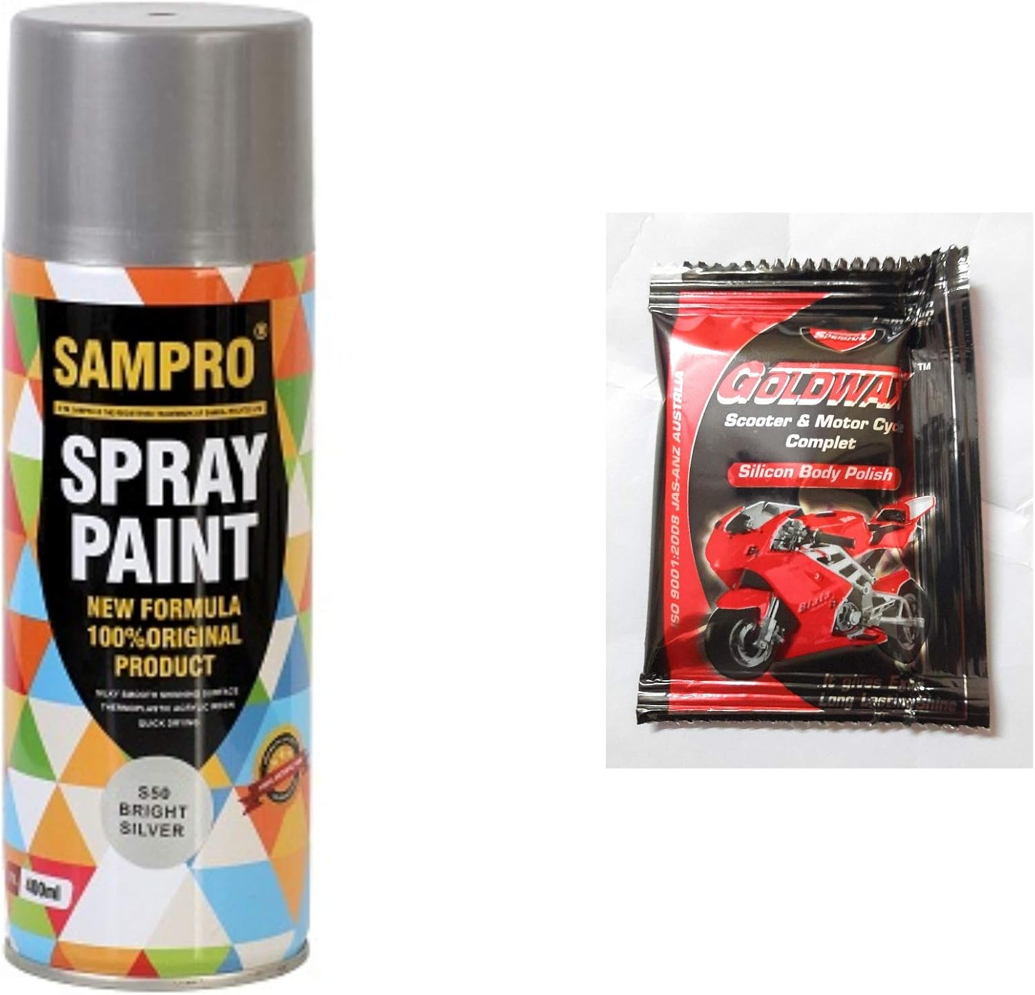 Sampro Multipurpose Aerosol Spray Paint 400ml (Bright silver) + 20ml