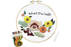Louise Maelys Flower Embroidery Kit for Beginner Hand Embroidery Starter Kit with Sayings Stamped Cross Stitch Needlepoint Kits for Adults