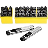 WorkBless 36PCS Metal Stamping Kit, 1/2"(12.5mm) Steel Number and Letter Punch Set, Include A-Z Alphabet, Number 0-8, & Symbol, Stamping Tool for Imprinting Plastic, Wood, Leather, Jewelry